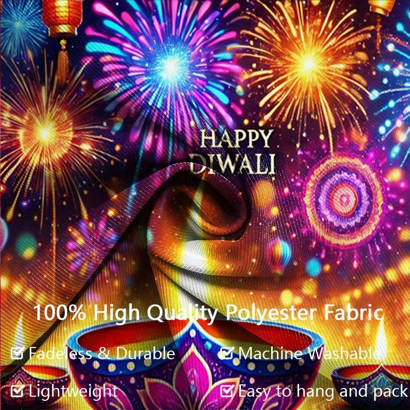 1pc 2D Flat Vibrant Diwali Party Banner - No Electricity Required——sym 180x110CM