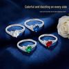 Damen leichter Luxus offener Ring aus Kupfer & Zirkonia mit Edelsteininlay - Einzigartiger, vielseitiger Nischenstil Schmuck