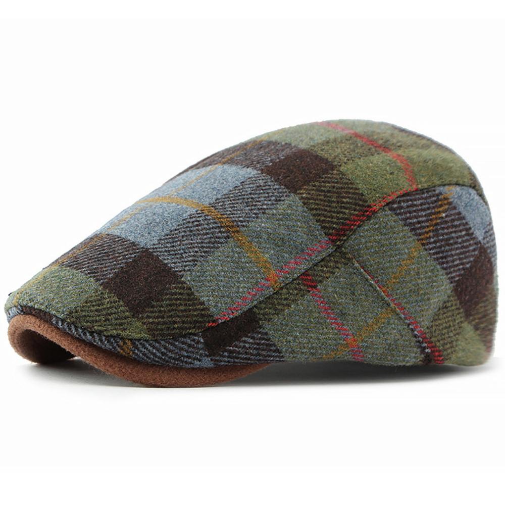 HT4903 Beret Cap New Autumn Winter Wool Beret Hat Women Plaid Artist Painter Hat Male Female Ivy Flat Cap Adjustable Mens Berets