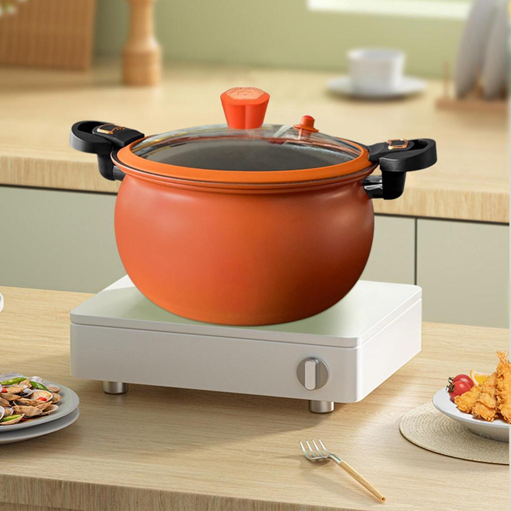 Micro Pressure Cooker Multifunction Soup Meat Pot for Boiling Frying Stewing orange