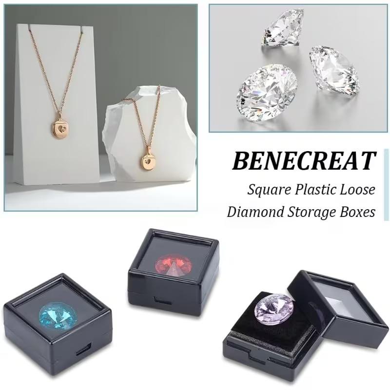 40pcs Jewelry Display Box 3cm Acrylic Boxes with Transparent Display Window Sponge Interior for Rings Earrings Brooches Gemstone