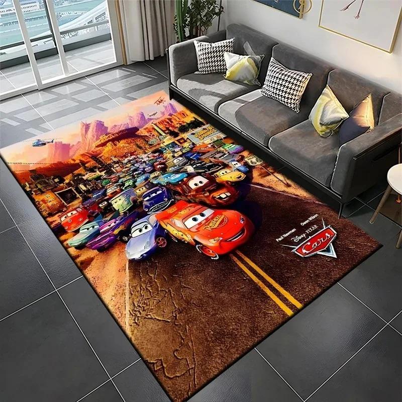  Disney Lightning McQueen Car Printing Carpet Kid Living Room Game Non-slip Soft Entrance Floor Mat Bedroom Home Decor Rug