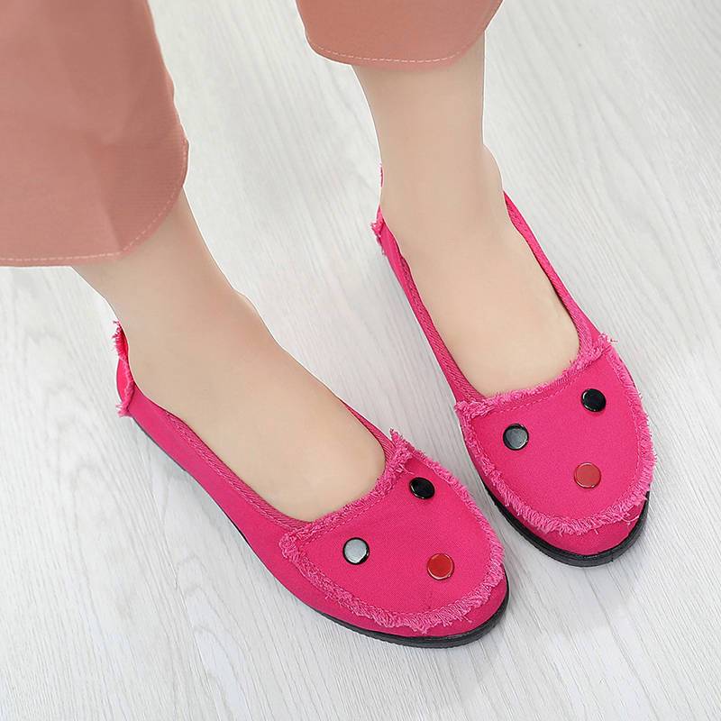 Pantofi de pânză cu fund plat Femei, respirabil, talpă moale, timp liber, gură mică, pantofi de lucru, stil simplu, casual, primăvară, vară