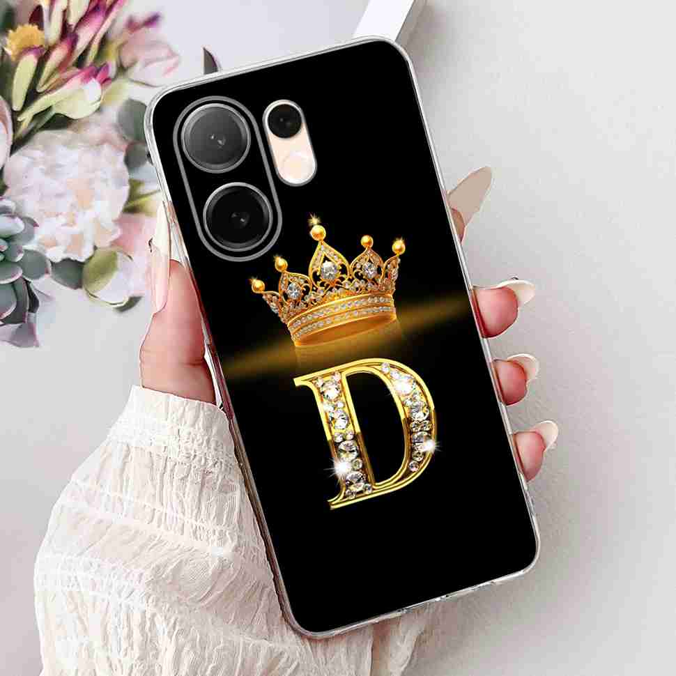 For vivo V60 5G 6.67" Case Popular Letters A-Z Crown Soft Silicone TPU Cover For Vivo v60 5G VIVO V2511 Bumper Phone Shell Coque