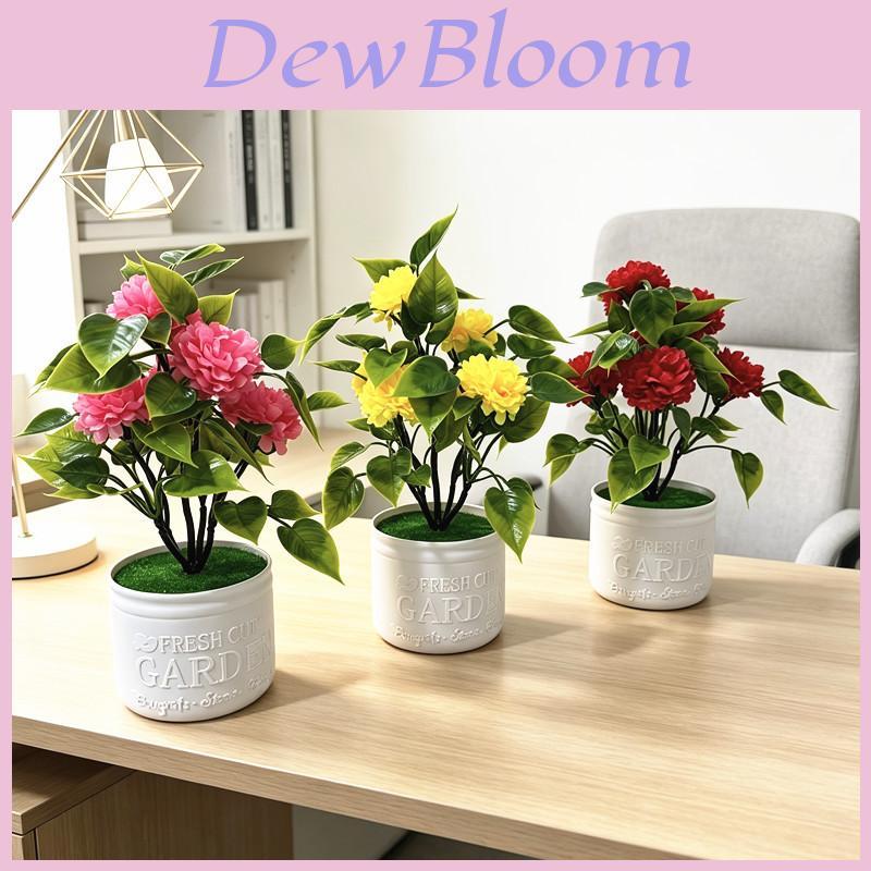 Chrysanthemum Artificial Flower Pot With Plastic And Silk Material For Home Decor And Wedding Use
