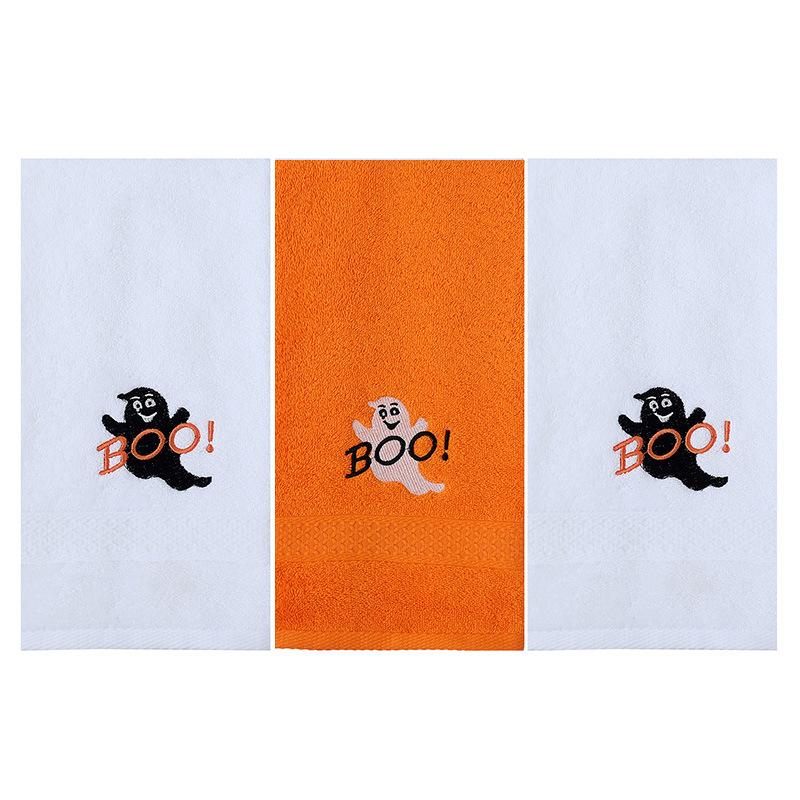 3Packs Halloween Holiday Embroidered Cotton Towels Set Soft Comfortable Towels for Home Bathroom Traveling Bathing