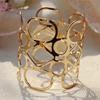 Women's Gold-Plated Hollow Metal Wide Bracelet