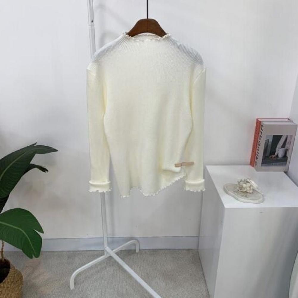 C S In The Room Spee Frill moCk neCk Rib Knit Long Sleeve 5ColorS