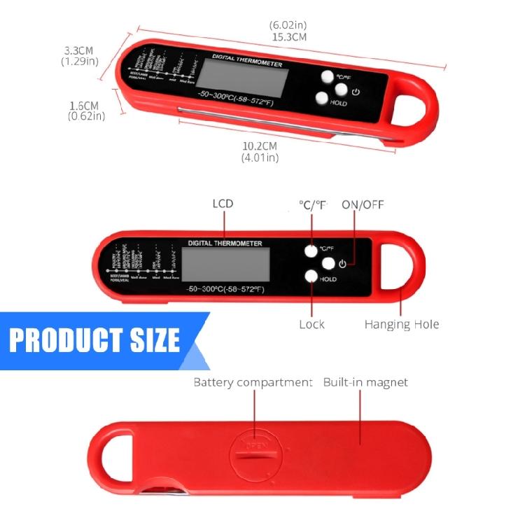 Folding Probe Cooking Thermometers 3 Second Fast Read Meat Thermometers For Kitchen Cooking BBQ Grilling Water Milk