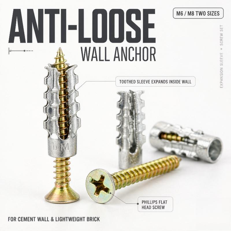 30 Sets Stainless Steel Drywall Concrete Drilling Plug Expansion Bolt Fasteners Self-Tapping Screw And Expansion Tube Anchor Kit