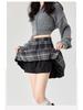 Plaid Wool Pleated Skirt for Curvy Women - High Waist A-line Short Skirt for Spring/Autumn