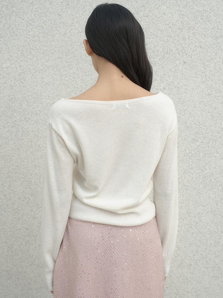 Deoenel Silk Low Button Knit - [Ivory]