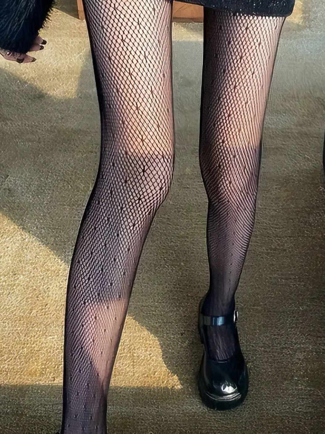 

1 pc Polka Dot Black Pantyhose Women Sheer Style Sexy Leg-Slimming Suitable for JK Uniform Matching, Ins Street Snaps One Size чорний
