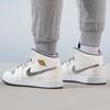 Air Jordan 1 Mid SE GS Pewter Velvet Toe Kids Sneakers Cream Sail Metallic-Gold FB9899-100