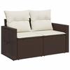 Sofa Set 8 pcs. Brown and Cream White Poly Rattan and Steel