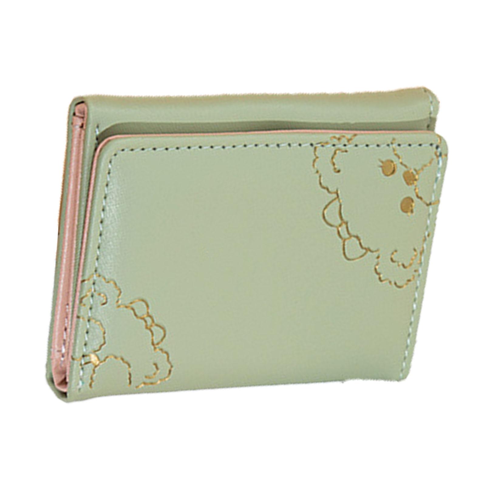 

Women Coin Purse Fashion Style Portable Multifunctional Tri Fold Short Wallet Bag for Daily Travel Light Green