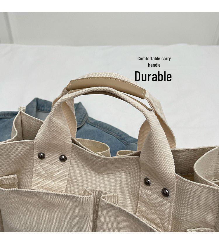 2024 Multi-Layer Color Block Canvas Crossbody Tote Bag for Mommies
