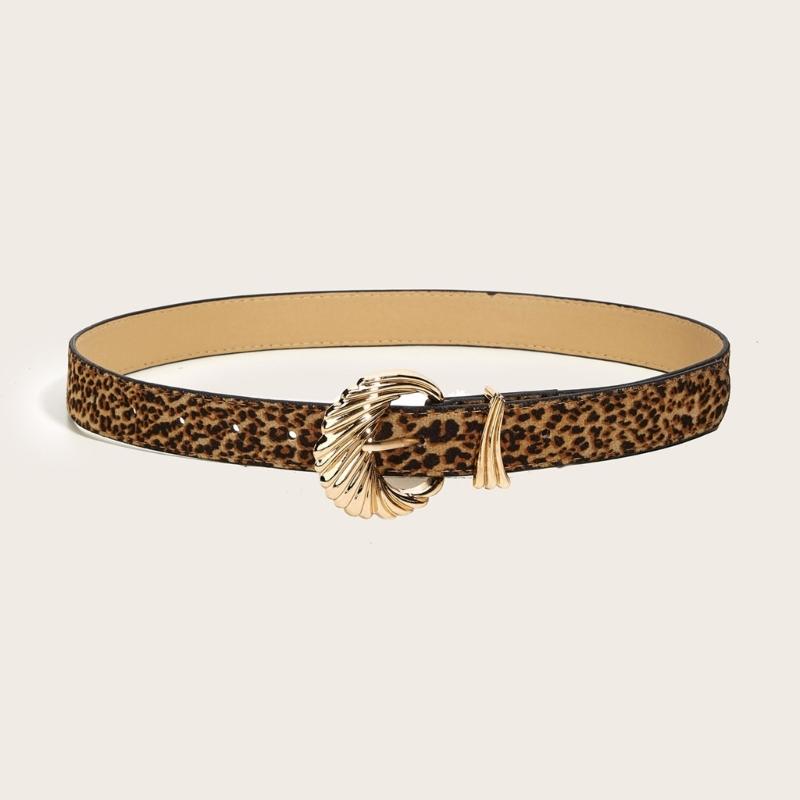 Unique Waist Belt Leopard Print Chain for Cowboy Cowgirl Stylish Buckle Retro Waistband Waist Chain Belt