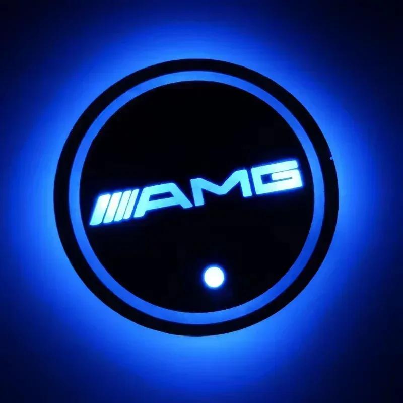 

Car Sticker 2PC LED Illuminated Car Water Cup Coaster for Mercedes Benz AMG C260 W204 W205 W211 W212 Auto Interior Atmosphere Li