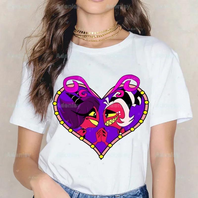 Cartoons Helluva Boss T-shirts Women Summer Graphic Tees Funny Shirts For Woman Tshirts Crew Neck Harajuku Tops