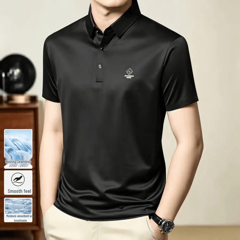 VEE KELLEN Men s Seamless Lapel Polo Shirt 3XL чёрный