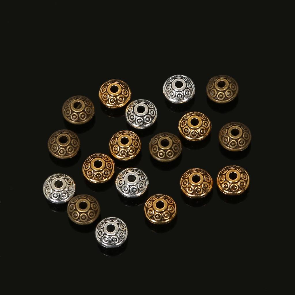 50Pcs 4*6mm Flying Saucer Shape Alloy Beads For Jewelry Component Making DIY Bracelet Necklace Earring