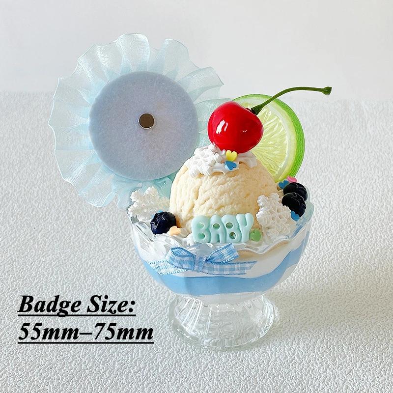 Kawaii Ice Cream Cup Badge Holder Anime Character Badge Display DIY Figurines for Desktop Decoration Fashion Gifts for Friends