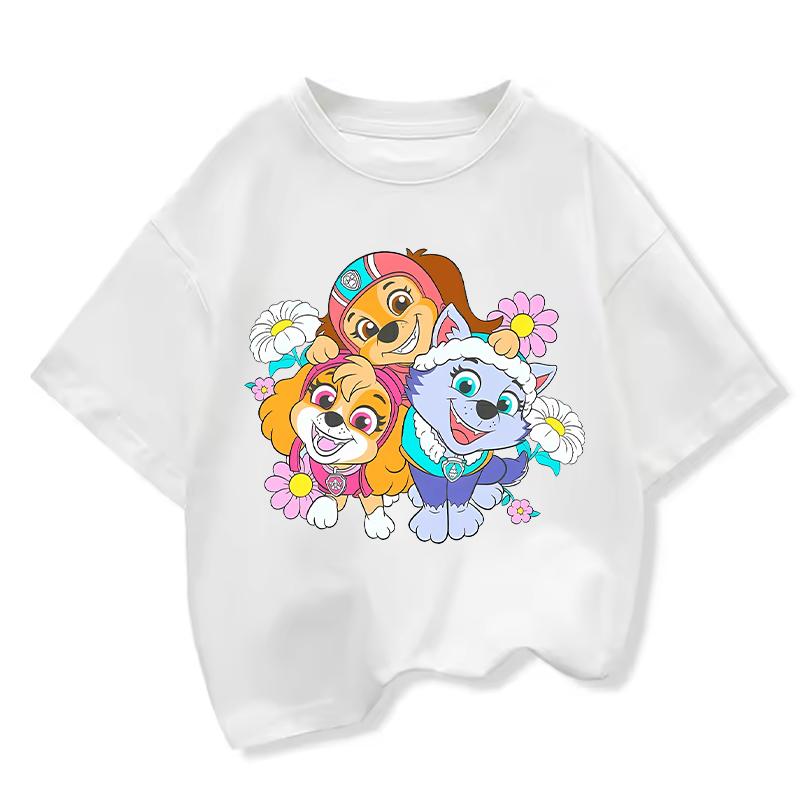 Summer Cartoon cute Skye Print T-Shirt for girls Casual Round Neck Short Sleeve Design Perfect for Toddlers Everyday Wear Holidays