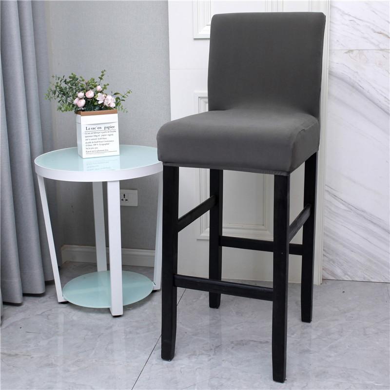 Plain Color Bar Stool Cover Used For Cafe Dining Room Stretch Printed Low Back Short Barstool Seat Protectors Home Decor Dining Chair Covers
