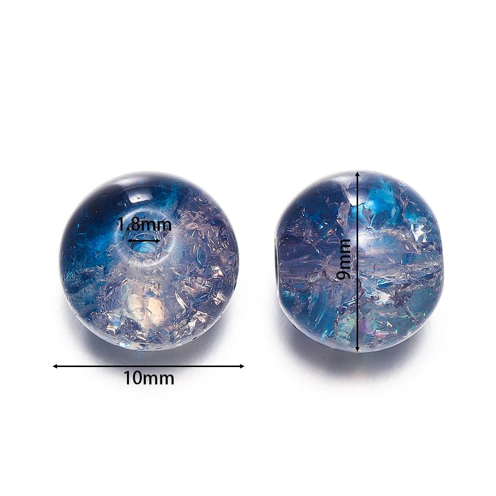 20/50 pièces 10mm Perles de Verre Craquelé Bicolores Espaceur Perle Libre pour Fabrication de Bracelets Colliers Bijoux DIY Accessoires Fournitures