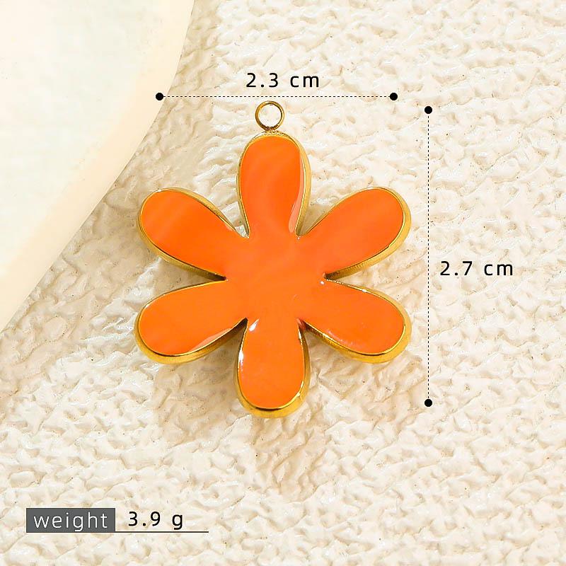 French Drip Flower Oil Painting Pendant Necklace & Heart Earring Charms in Stainless Steel - DIY Titanium Jewelry Accessories for Women