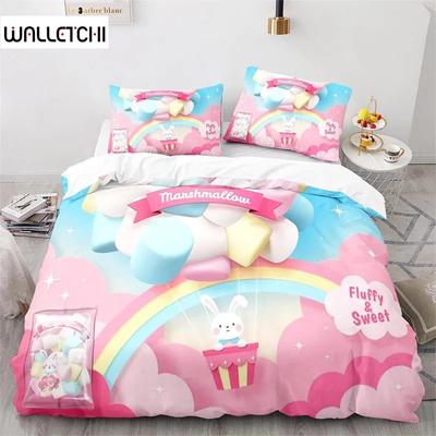 Cartoon Tier Bettbezug Niedliches Regenbogen Kaninchen Bettwäsche Set Mikrofaser Wildtiere Steppdeckenbezug Einzelgröße Für Mädchen Jungen Kawaii Zimmer