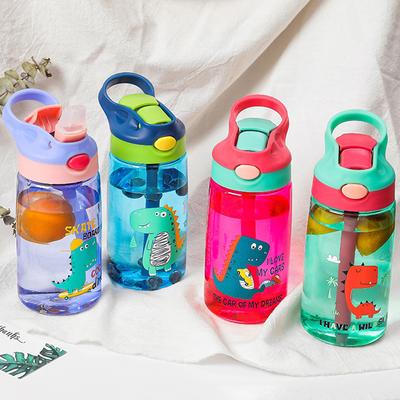 480ml Dinosaur Kids Water Bottle Water Sippy Cup Cartoon Leakproof Plastic Bottles With Straw Outdoor Portable Children's Cup