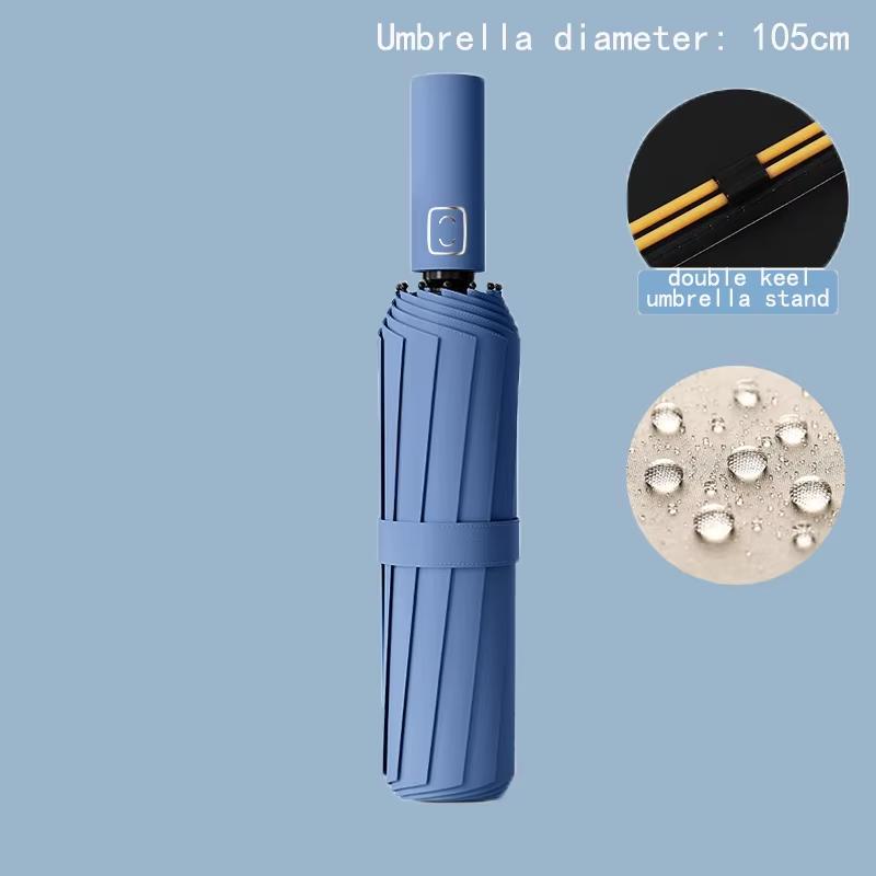 

24 ribs block strong winds automatic folding umbrella large size windproof reinforced rainproof sunny weather protection Iron&24K синий