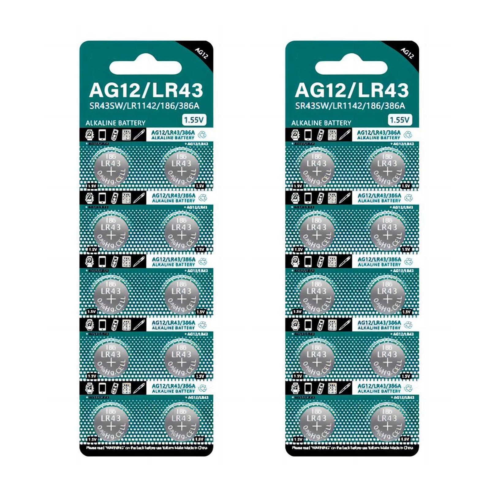 

Упаковка из 10/20/30/40 шт. AG12/LR43 батарейки-таблетки SR43SW LR1142 186 386A батарейки-таблетки для часов игрушка с дистанционным управлением 20