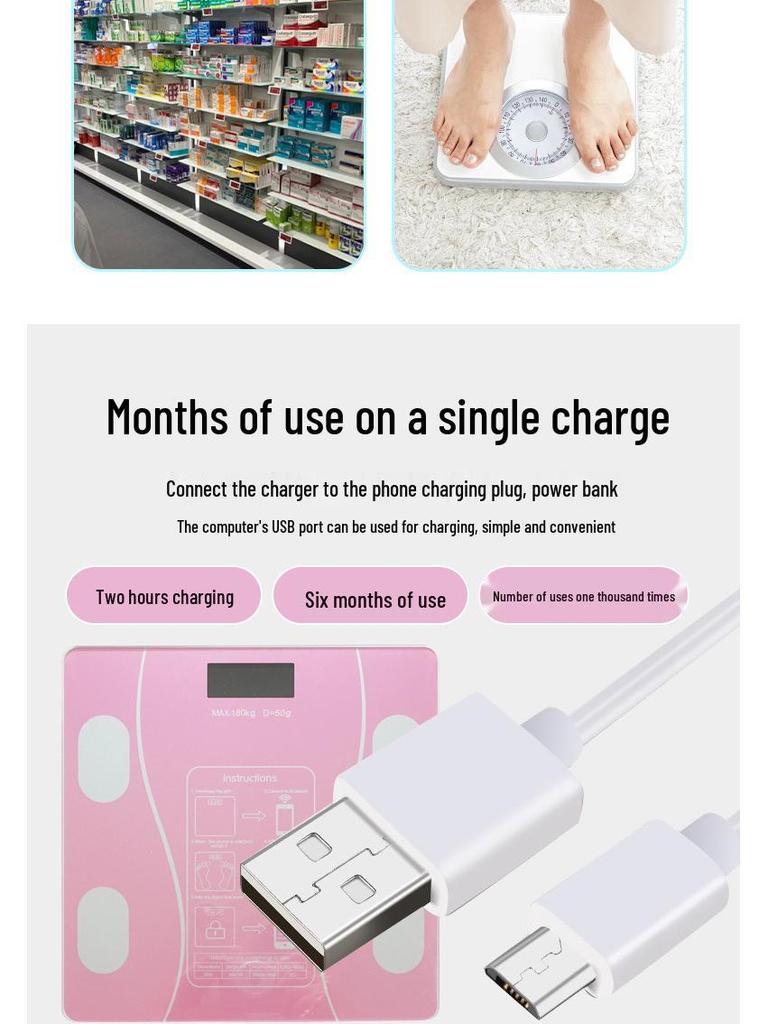 Smart Minimalist Rechargeable Health Monitor: Accurate Electronic Body Fat & Weight Scale