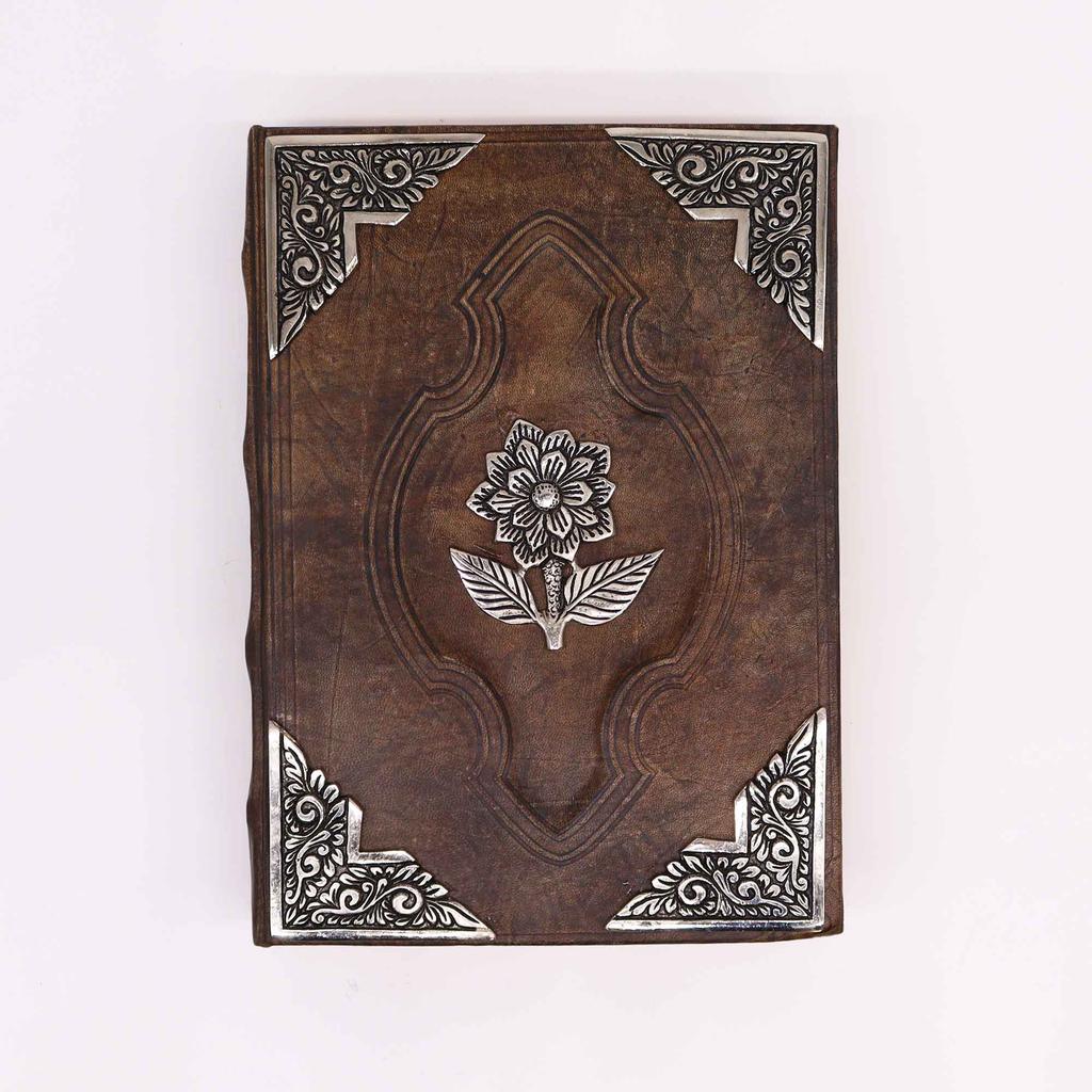 Handmade Leather Notebook Zinc Rose 200 Pages 26x18cm