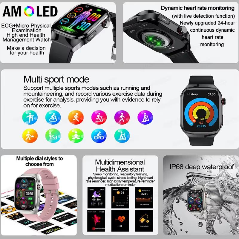 2025 New Women Smart Watch with BMI Measurement Menstrual Cycle ECG Heart Rate Blood Oxygen Sleep Fitness Tracker Smart Bracelet