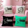 N-Nash Fishing Logo Cushion Cover Linen Organic Fabric Double-Sided Printing Breathable Pillow Case Sofa Home Decor Gift