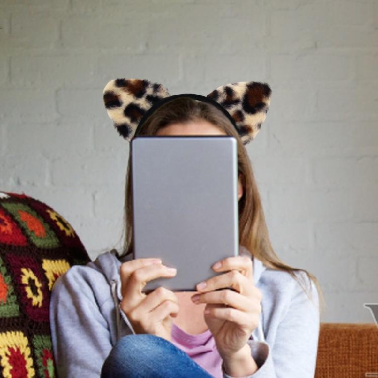 Leopard Pattern Cats Ear Headband Cosplay Costume Hairhoop Masquerades Headwear for Women and Girl Face Washing Hairband