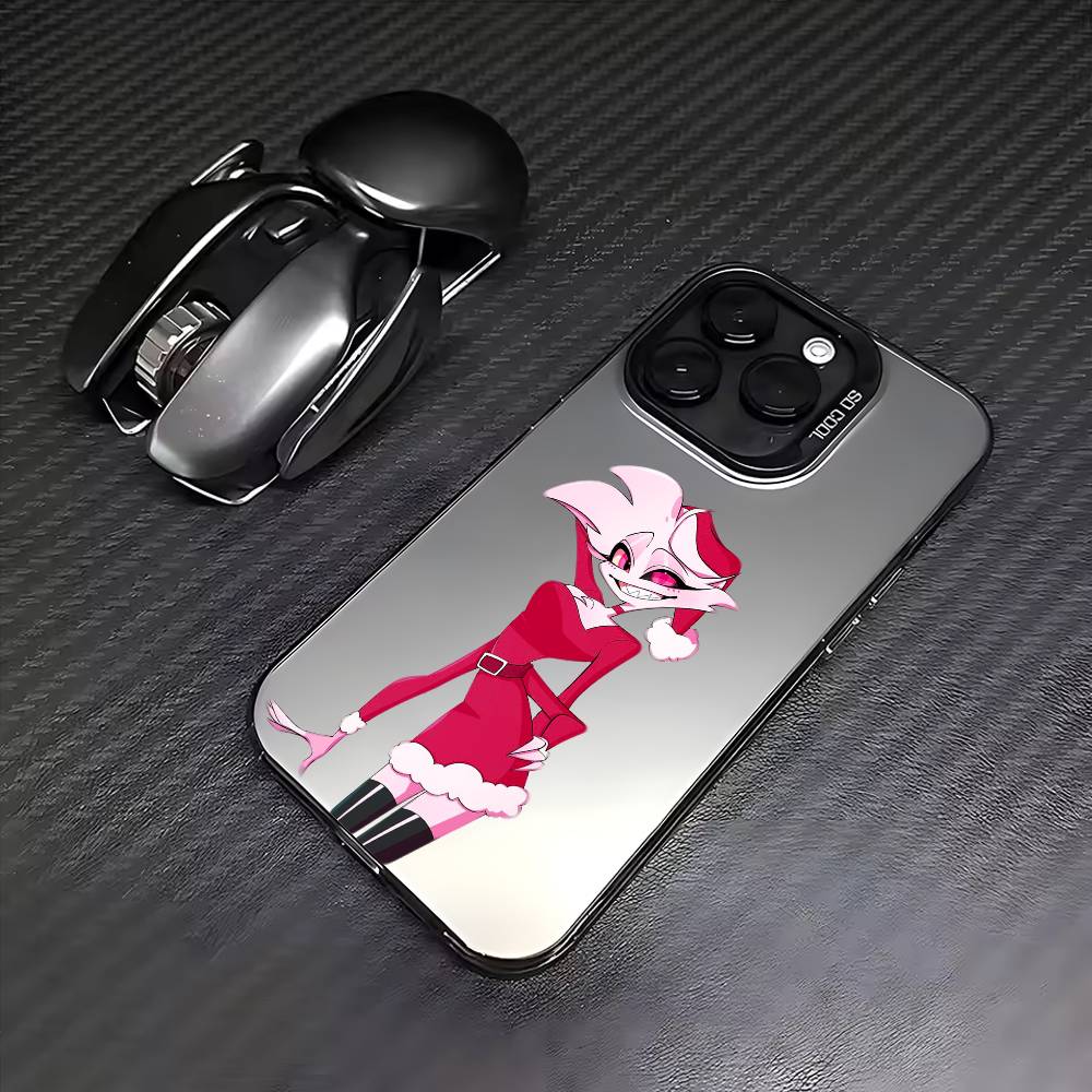 Angel Dust H-Hazbin H-Hotel Colorful Silver Back Phone Case For IPhone 17 16 15 14 13 12 11 Plus Pro Max Plus