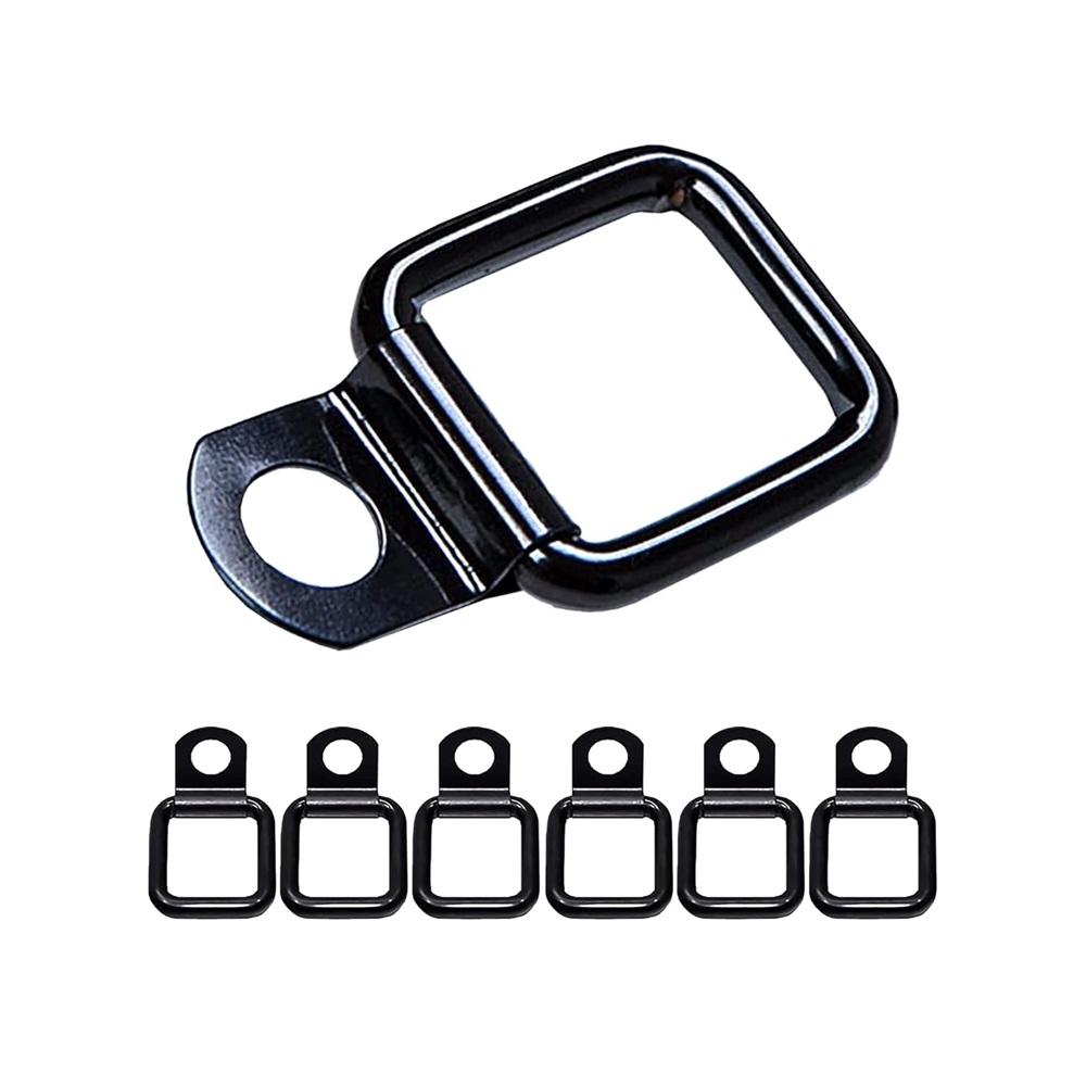 6Pcs Black Heavy Duty D-Ring Tie Down Anchors, Single Hole Metal Loop Hooks For Trailer Storage Cabinet Cargo Securing