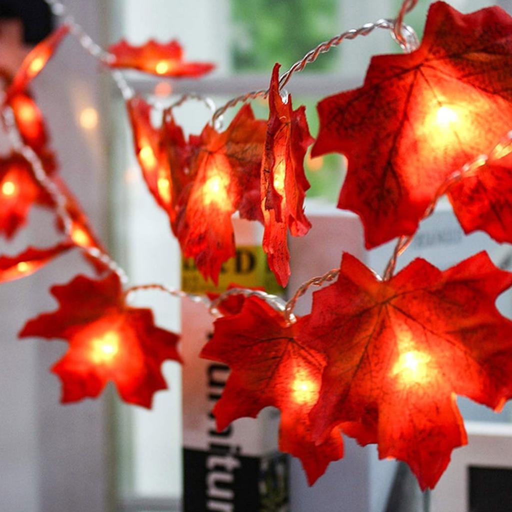 Fall Thanksgiving Maple Leaf Lamp Garland Decoration Decor LED Lighted Leaves Xmas