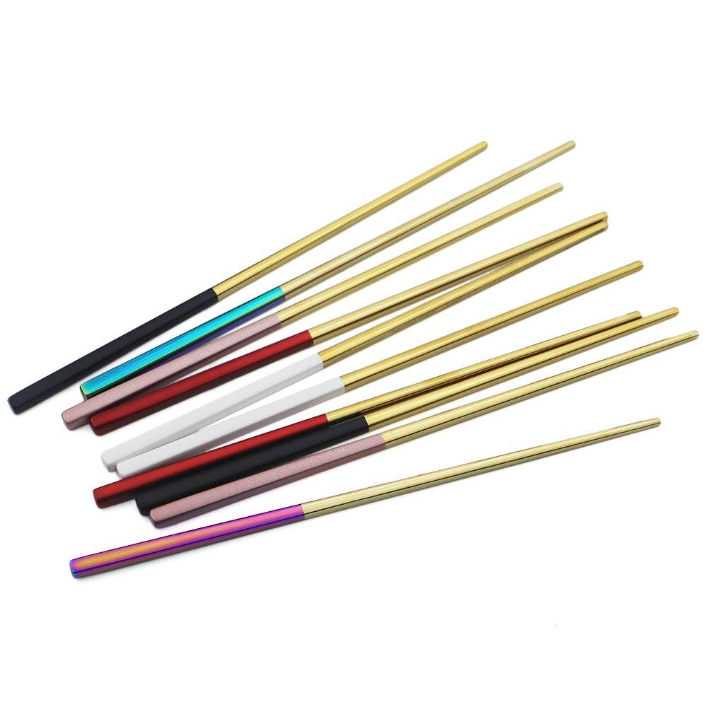 Dinnerware 6 Pairs 304 Stainless Steel Set Square Chopsticks Light Weight Hash Sushi Chinese Japanese Chopsticks Tableware