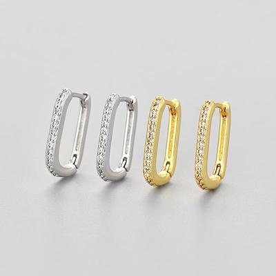 Luxuriöse ovale Ohrringe mit Diamanten: Einzigartiges und stilvolles europäisches und amerikanisches Design, modisches O-förmiges Quadrat für eine elegante Note.