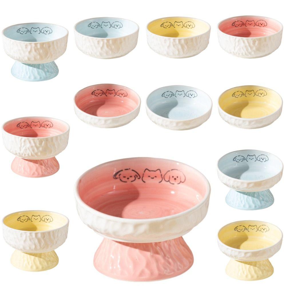 Ceramic Elevated Cat Bowl Anti-Vomiting Raised Pet Feeder Pet Food Water Bowl  Pet Supplies