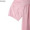 ZANZEA Women Casual Round Neck Elegant Lace Patchwork Short Sleeve Long Dress