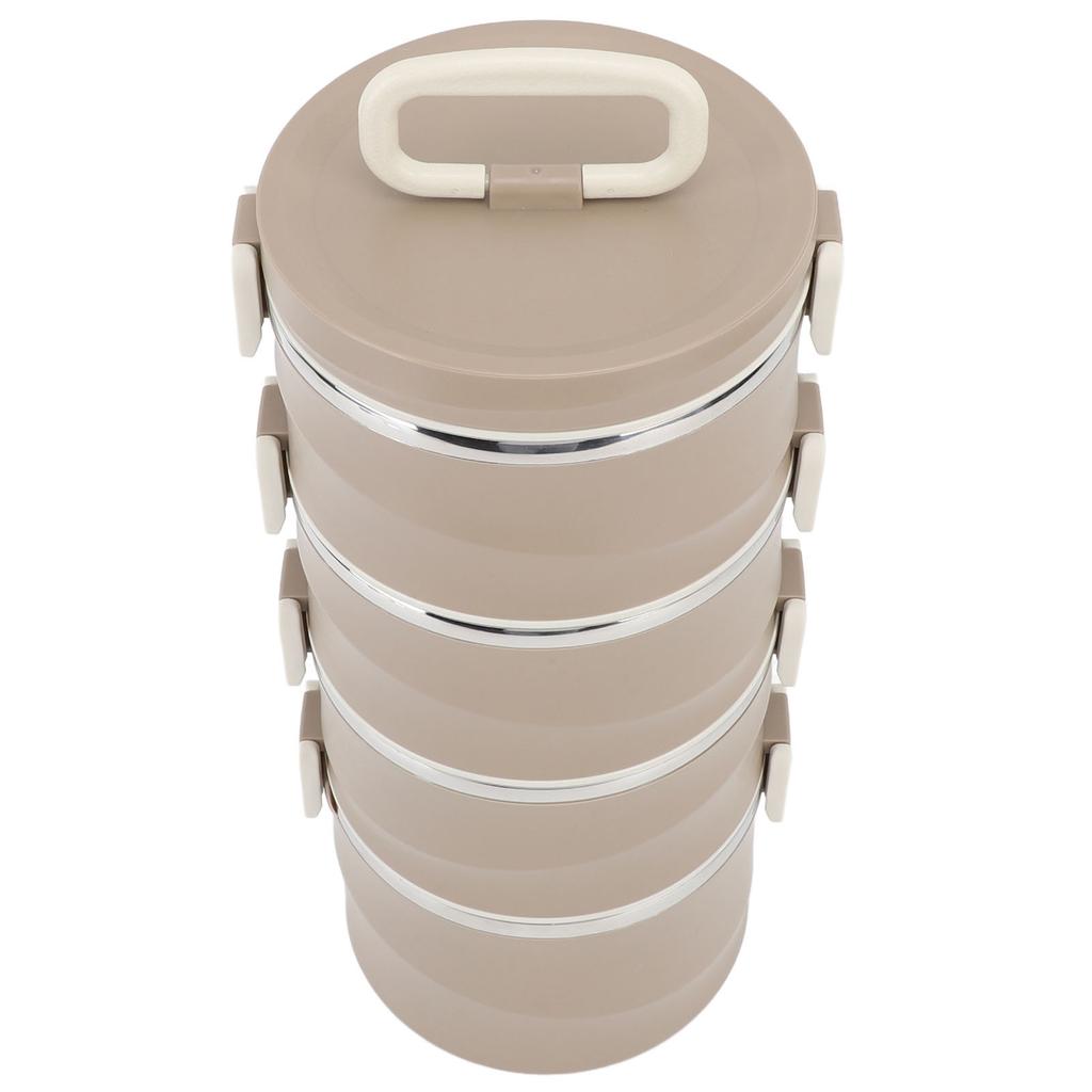 3.3L 4-stöckige isolierte Lunchbox 304 Edelstahl Lebensmittelbehälter Runde stapelbare Bento-Box mit 2