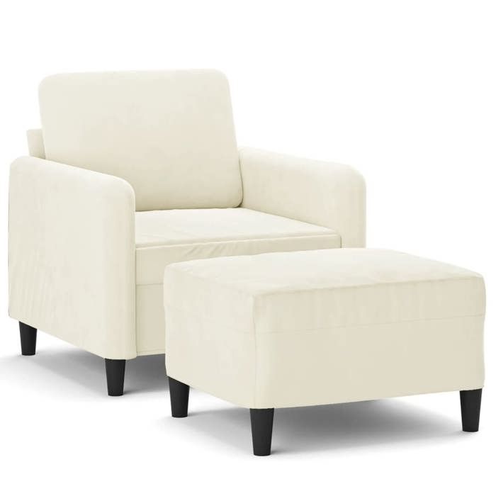 VidaXL Armchair with Footrest Cream 60 Cm Velvet, Sofa, Armchair, TV Armchair, Single Sofa, Sofa, Recliner Sofa, 3201172