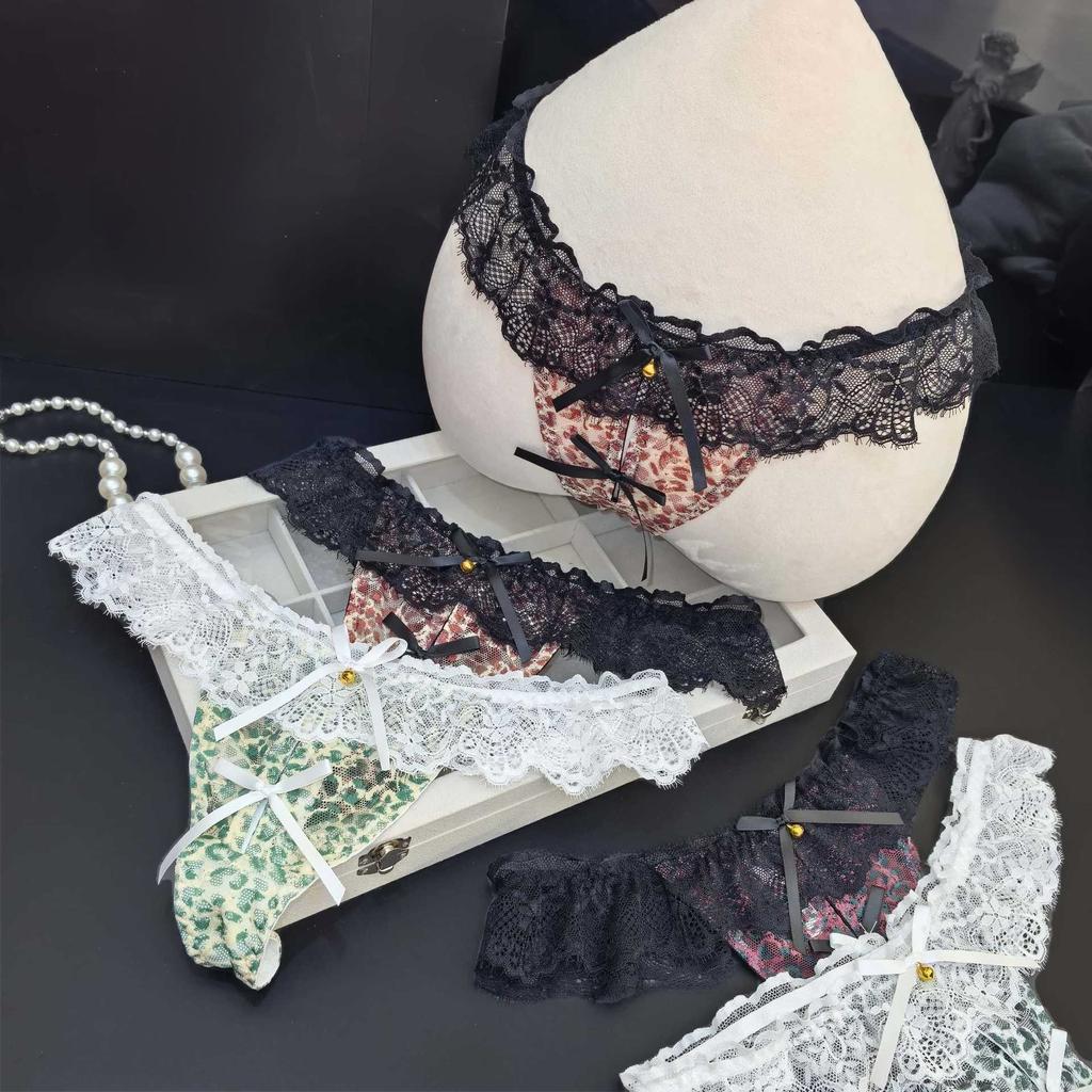 Women's Panties Lace Hollow Out Sexy Low Waist Double Butterfly Knot Breathable Cute Soft Thin Perspective Underwear